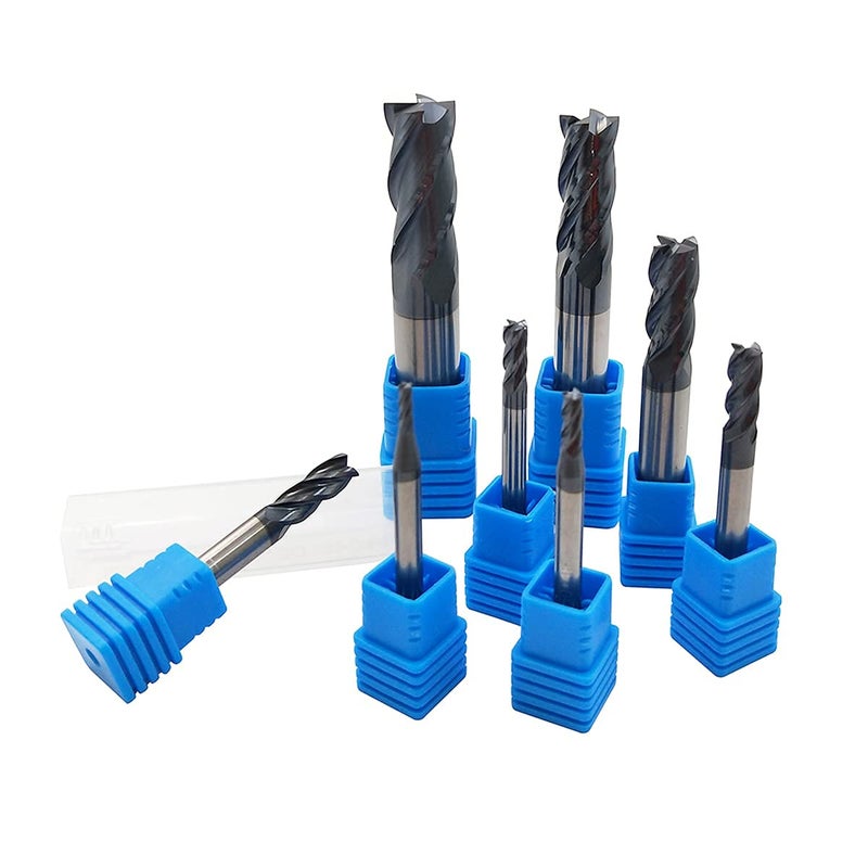 Home of quality tools CNC End Mill Set, Carbide Tungsten Steel 4 Fultes Milling Cutter, Router Bits Rotary Bits Tool Straight Shank 2-12mm 8pcs - Image 2